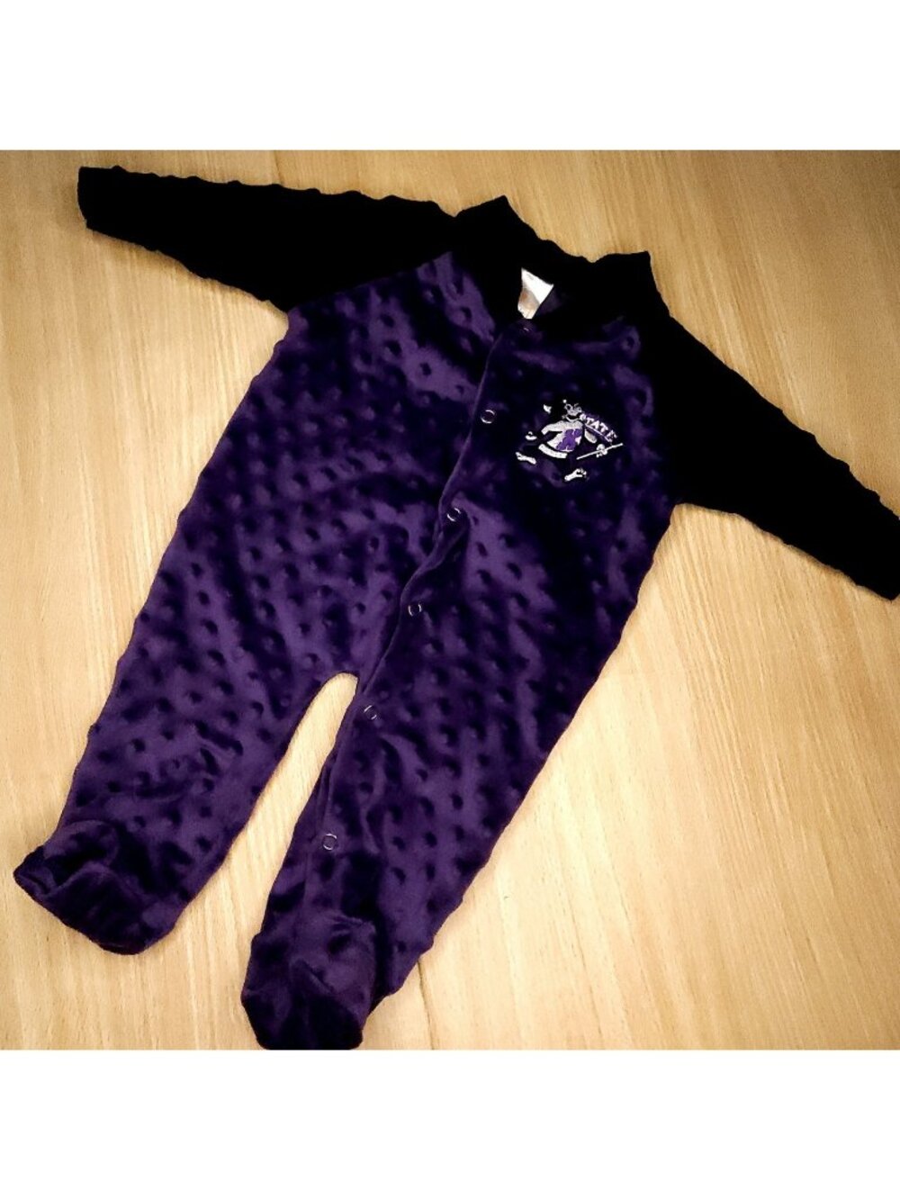 Kansas State University Infant Purple Textured Footie Pajamas 6-9 Months
